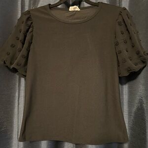 Meraki Black Blouse with Elegant Puff Sleeves